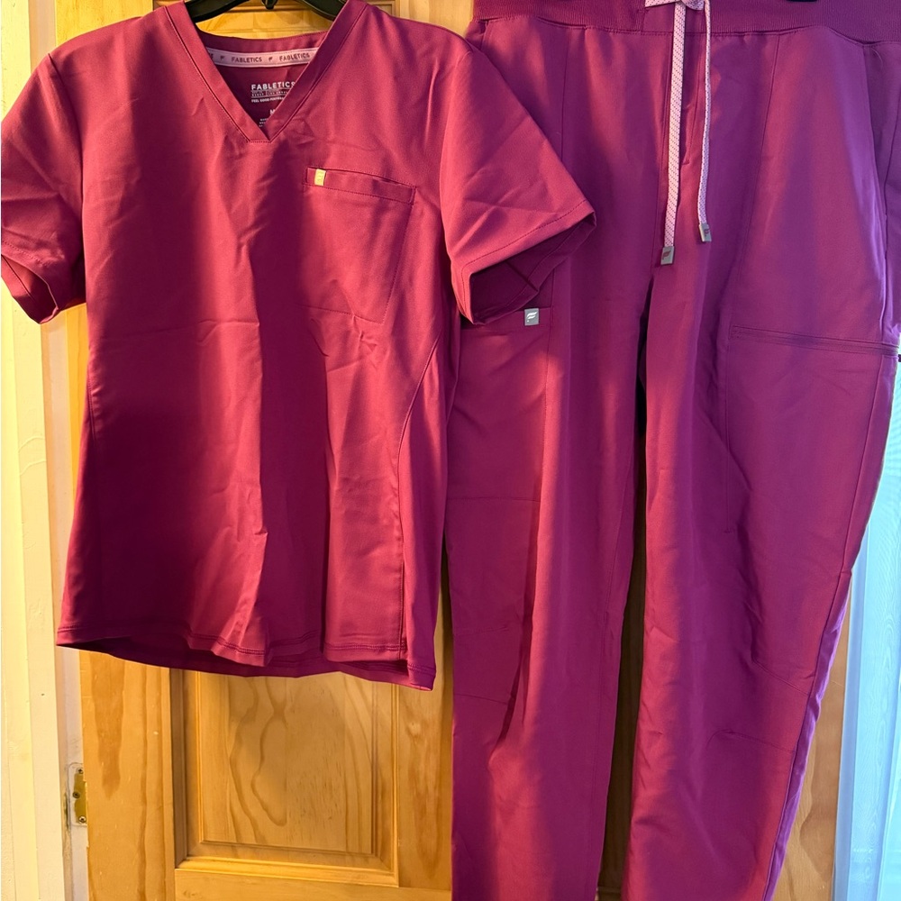 Fabletics Women's Scrub Set in Berry Blast